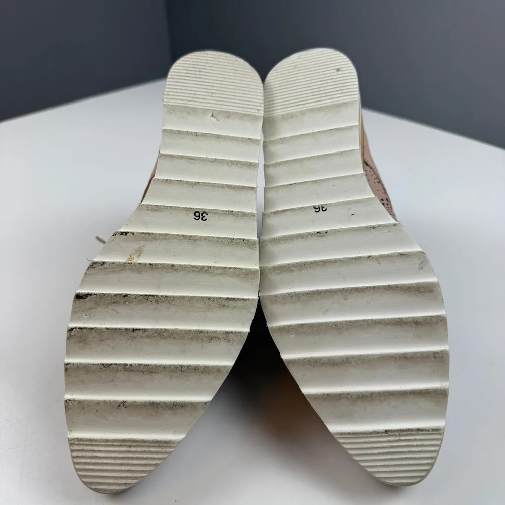 Dorking Fluchos Made in Spain Lace perforated wedge shoes pink size 6 EU 36 - Picture 9 of 11